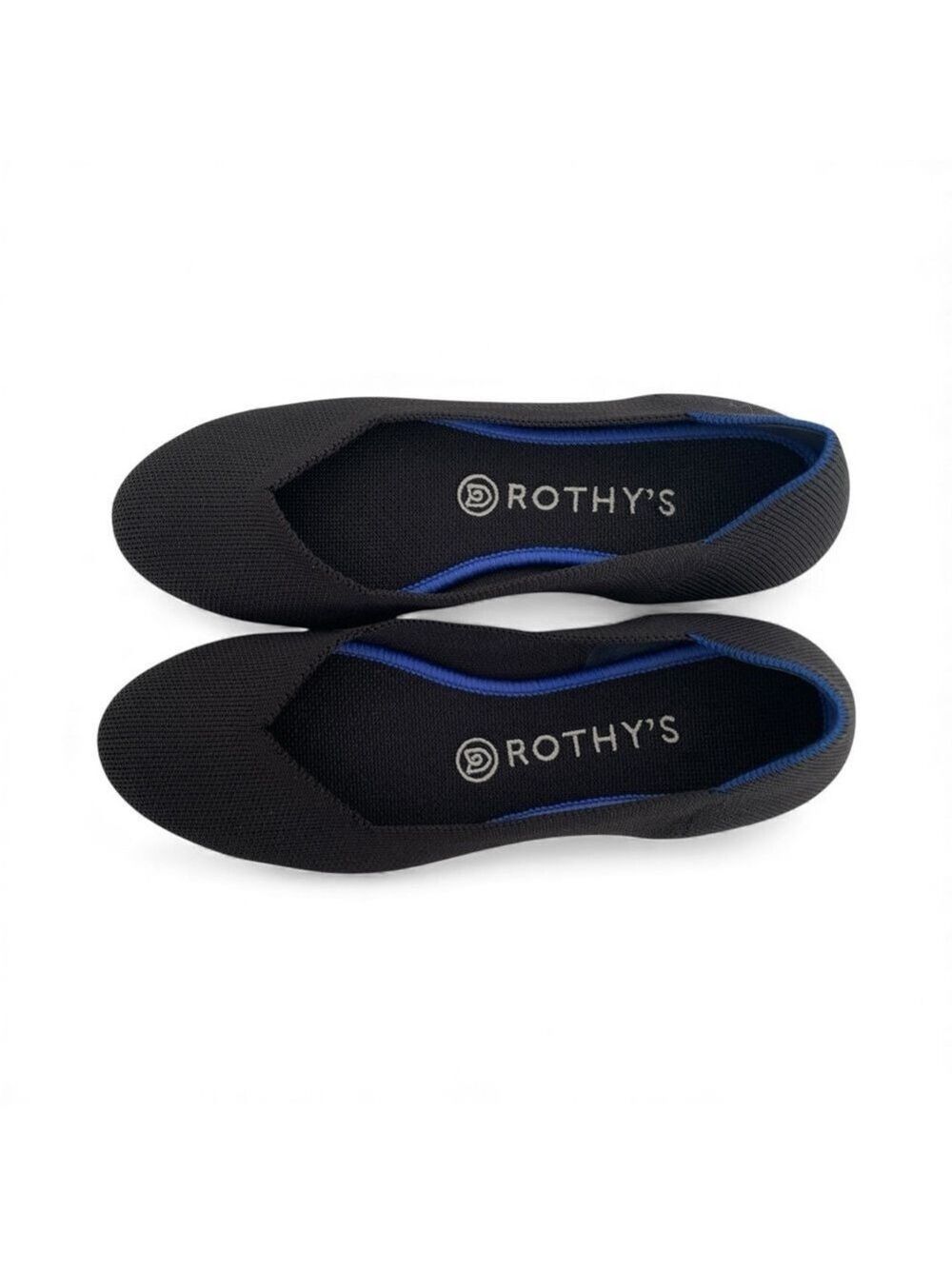 Rothy’s The Flat Black Solid Almond Toe Washable Knit Ballet Flats Size 8